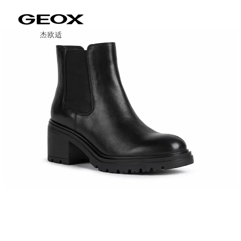 GEOX杰欧适商务通勤切尔西靴百搭厚底时尚粗跟女短靴 D16QCE00043