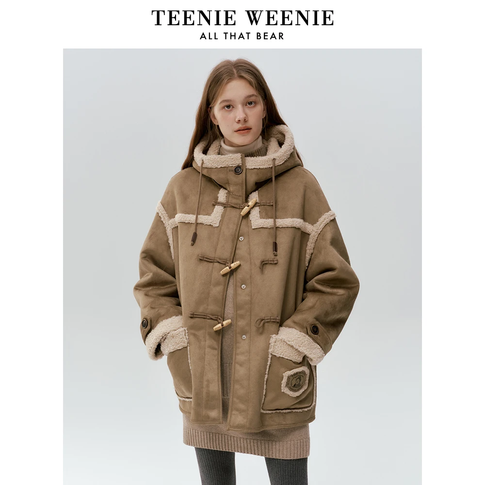 TeenieWeenie小熊时尚外套24冬季新款牛角扣休闲上衣TTJU248C03N