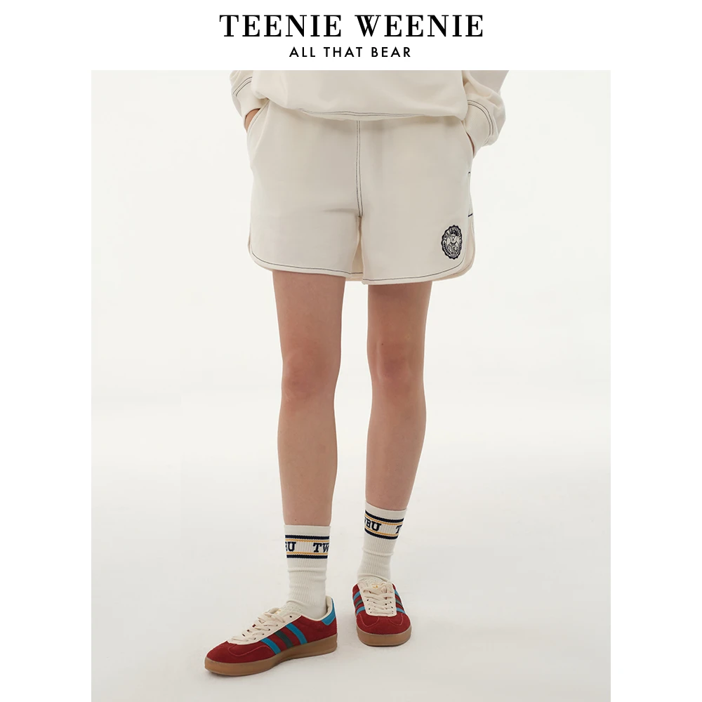 TeenieWeenie小熊24年撞色短裤美式复古休闲运动裤女TTTM245203N