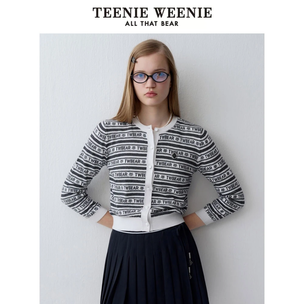 【赵老板专属】TeenieWeenie小熊24时髦字母提花针织开衫外套女0425