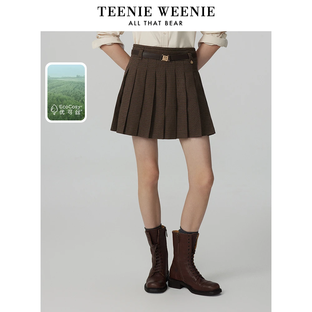 TeenieWeenie小熊优可丝优雅千鸟格百褶裙半身裙短裙TTWH244901W