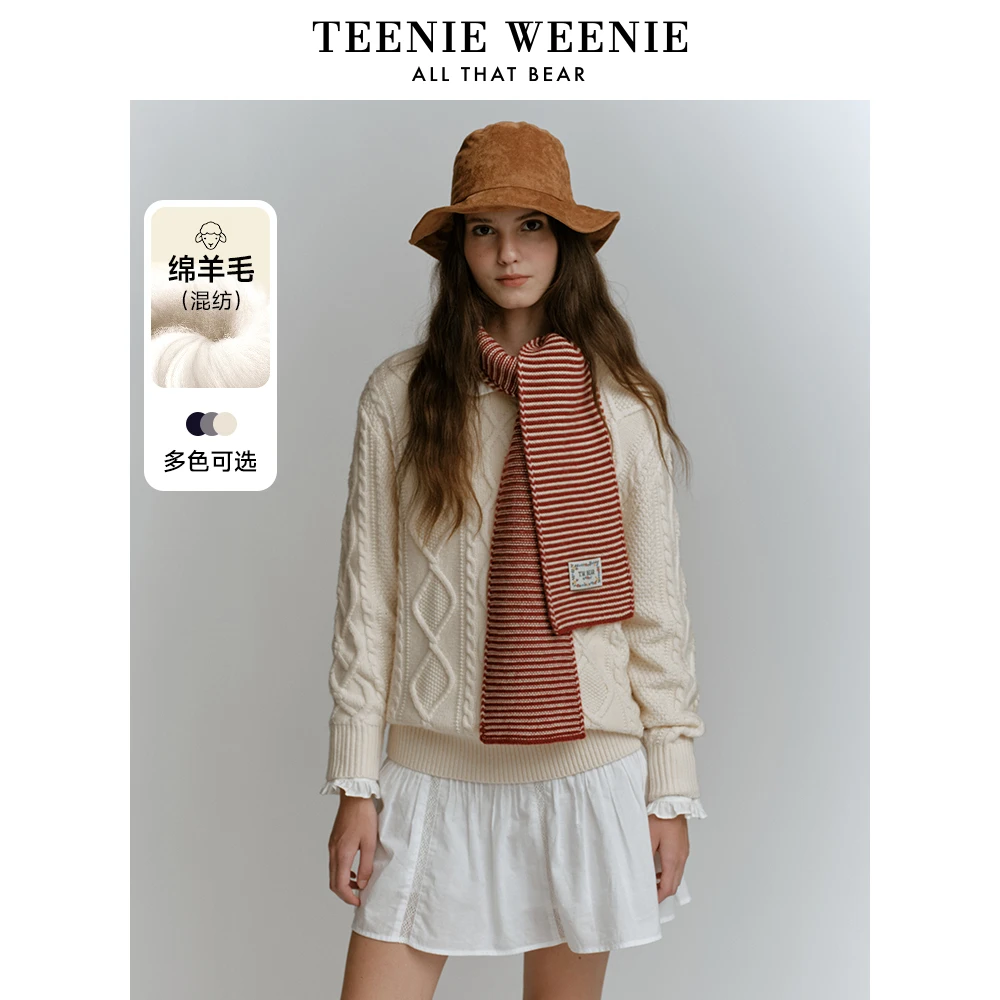 *TeenieWeenie小熊简约时尚毛衣女2024冬季新款女毛衫TTKW248V40I