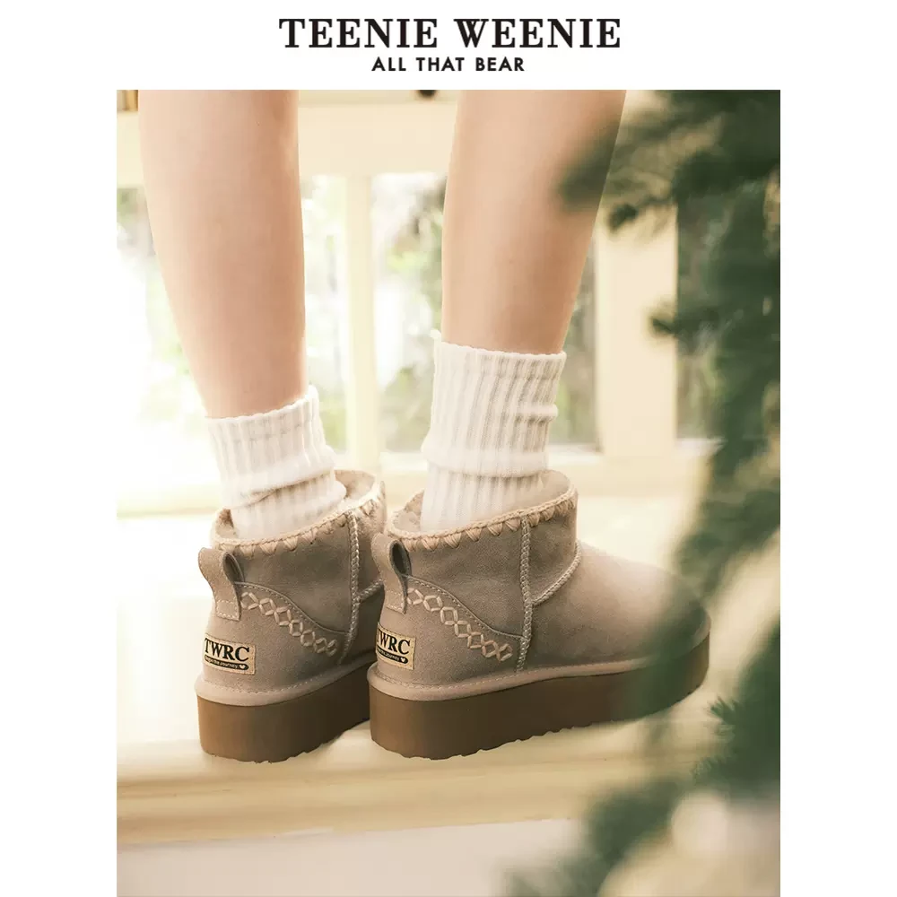 TeenieWeenie小熊23年秋冬圆头时髦冬季厚底雪地靴女TTAP23FV16A