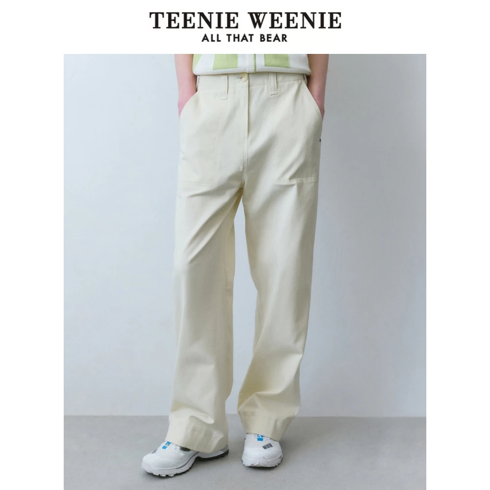【赵老板专属】TeenieWeenie小熊高腰直筒牛仔裤长裤白色裤子女0236