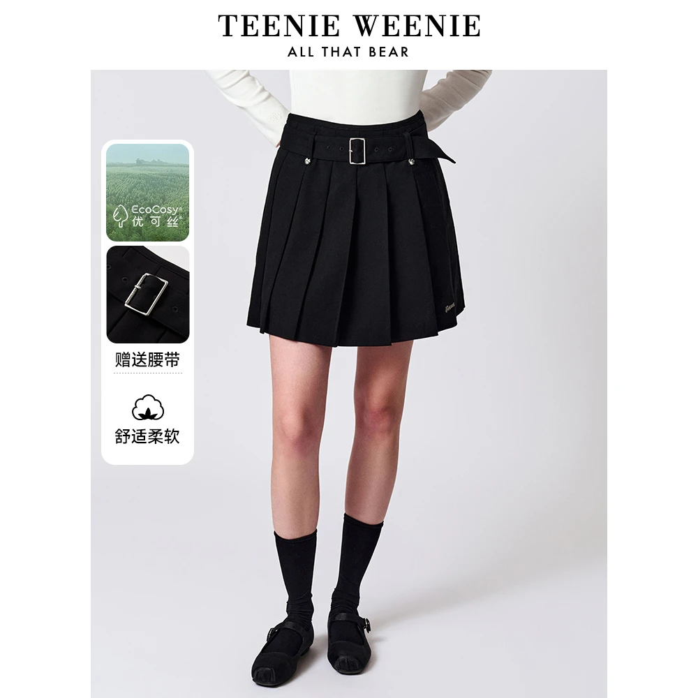 TeenieWeenie小熊2024年优可丝舒适学院风百褶短裙女TTWH241101P