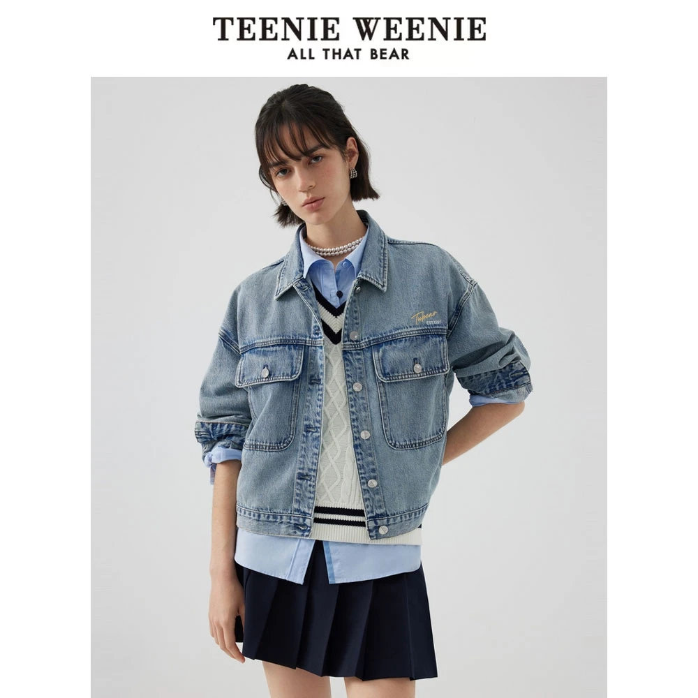 TeenieWeenie小熊24宽松短款牛仔外套小个子复古时髦TTJE243802P