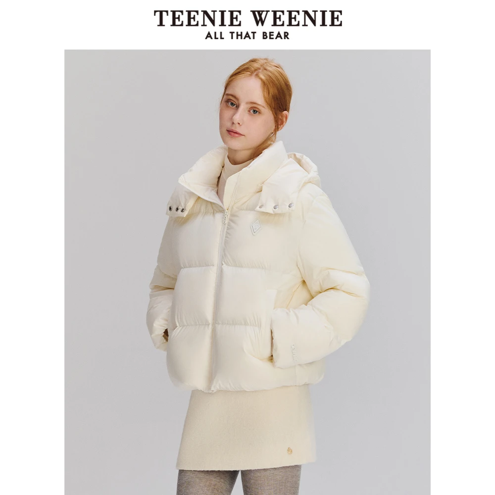 TeenieWeenie小熊女装24学院风羽绒服连帽短款面包服TTJD244V52W
