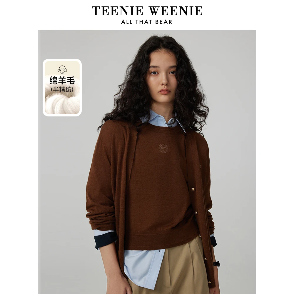 【达人专属】TeenieWeenie小熊V领针织开衫质感毛衣TTCK244903W