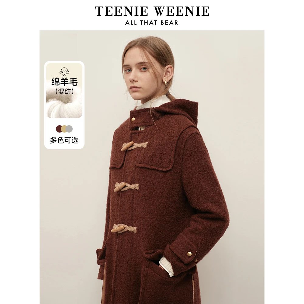 【小熊出没粉丝专享】TeenieWeenie小熊牛角扣绵羊毛混纺外套