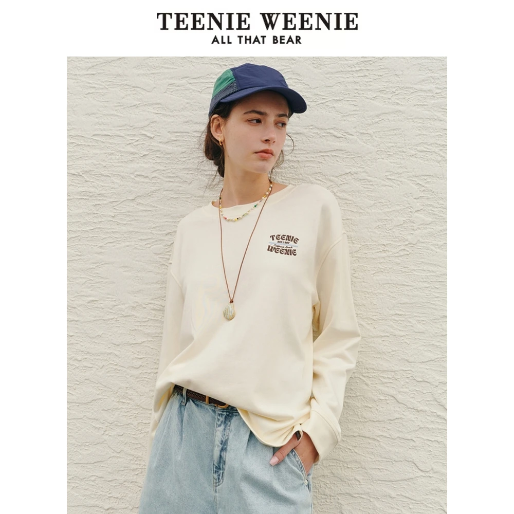 *TeenieWeenie小熊24简约通勤长袖T恤宽松套头上衣女TTLA243701T