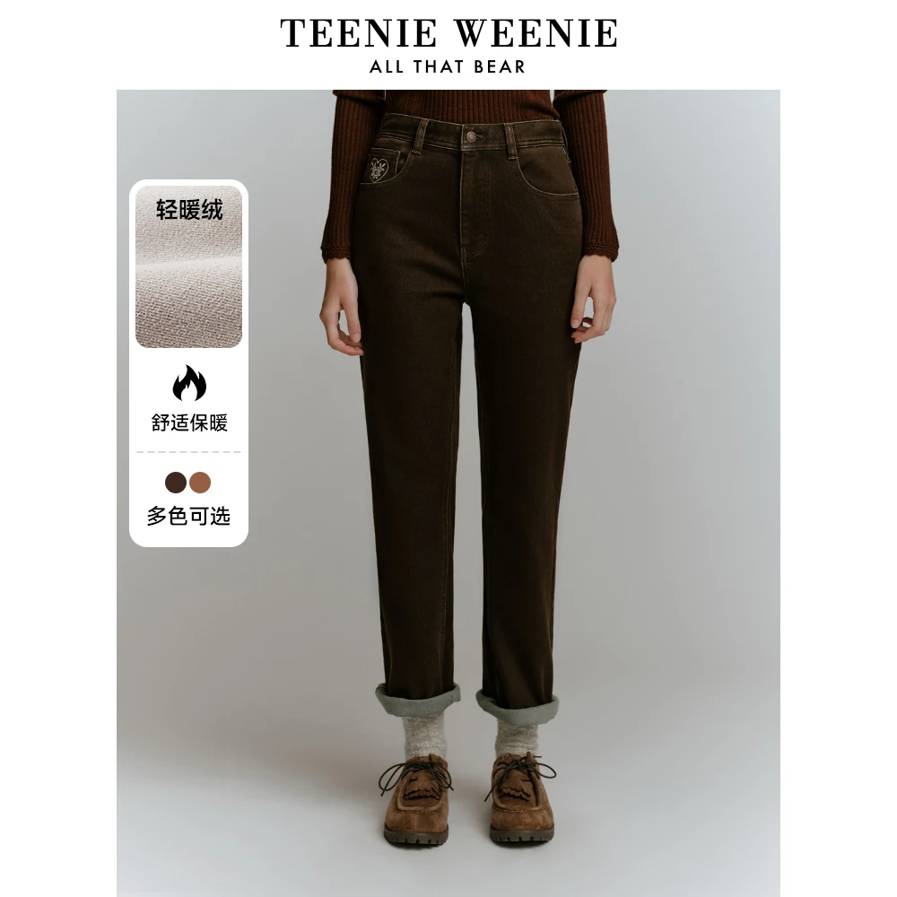 TeenieWeenie小熊卡通牛仔裤女2024冬季新款女长裤女TTTJ248V17N