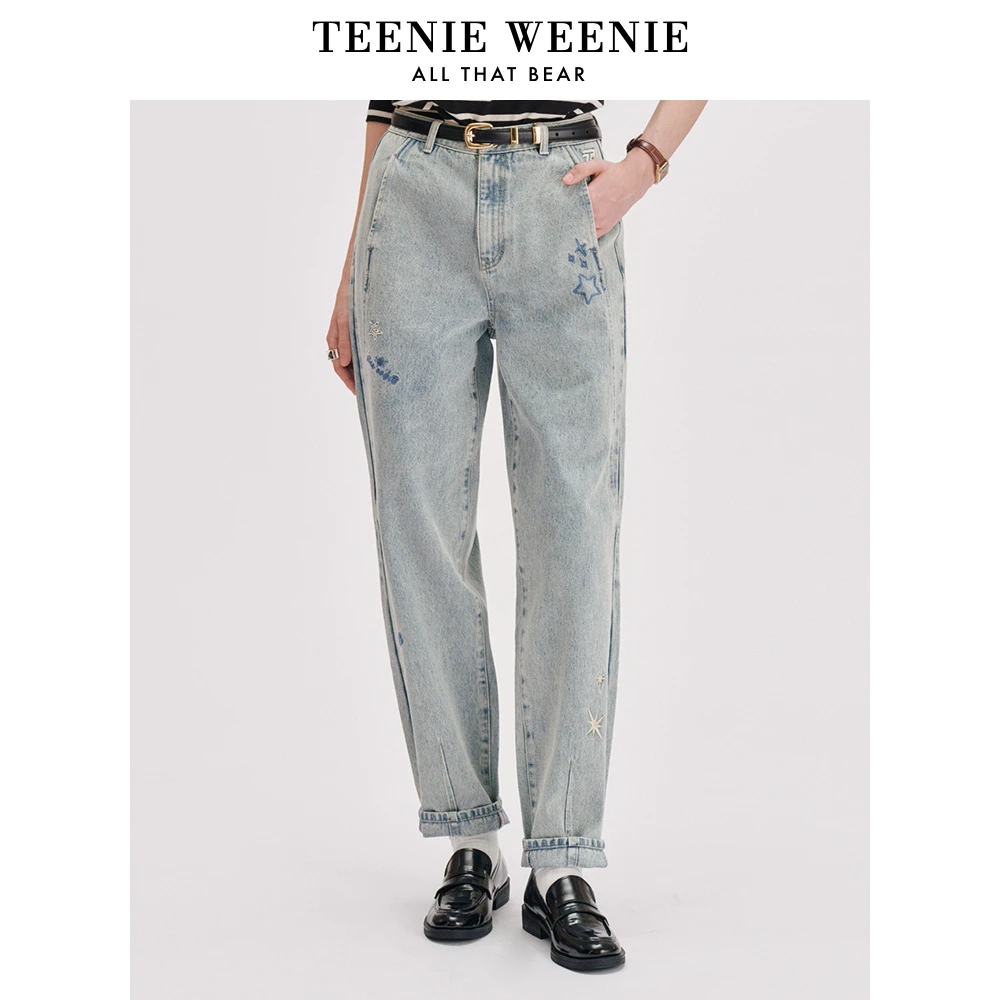 TeenieWeenie小熊2023年新款丹宁风牛仔裤老爹裤长裤TTTJ238C07N