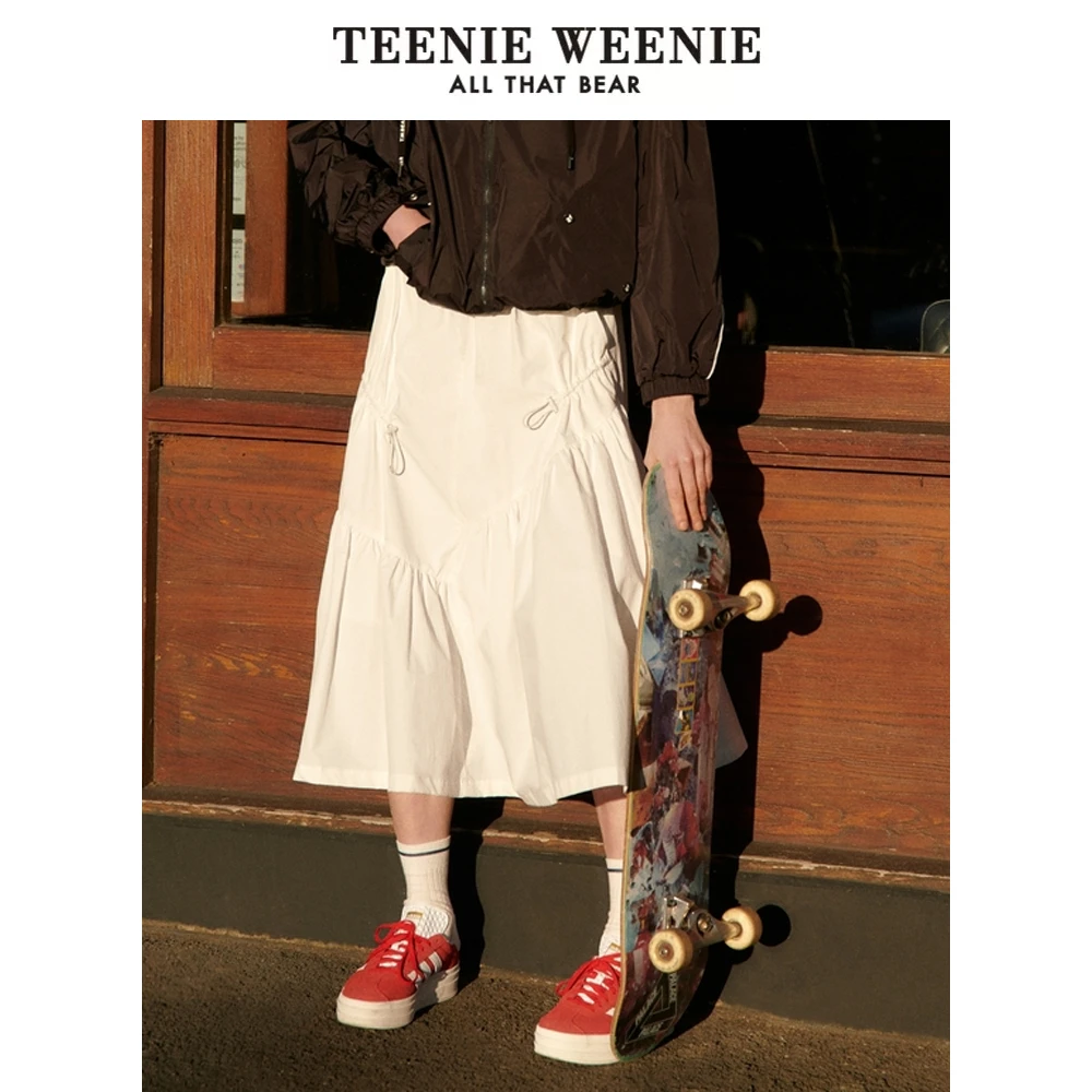 TeenieWeenie小熊女装24年户外风伞裙中长裙黑色裙子TTWH242302R
