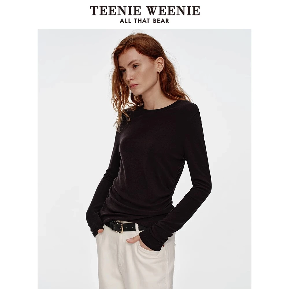 【赵露思同款】TeenieWeenie小熊24冬季字母长袖T恤女TTLA248913R