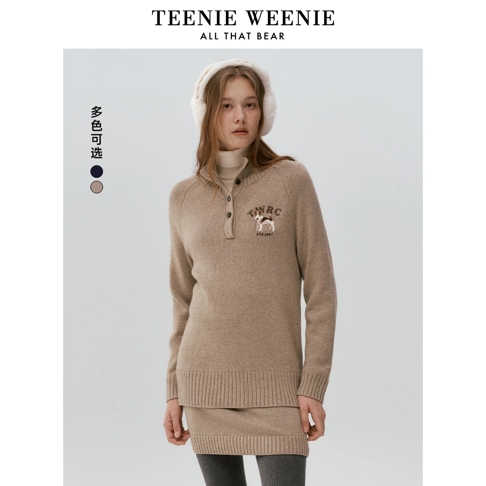 TeenieWeenie小熊24冬季新款高领刺绣半毛针织衫女装TTKW248C48N