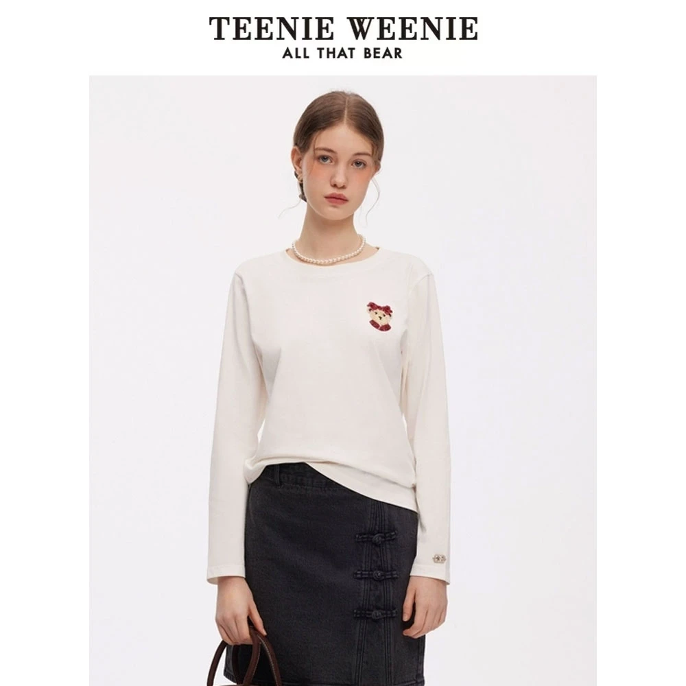 *【TW×南京云锦研究所】小熊25时尚纯色圆领重工长袖T恤TTLA251102L