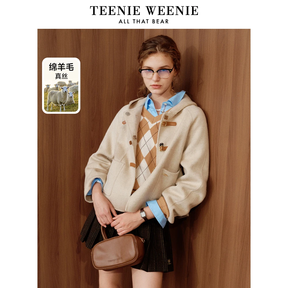 【赵老板专属】TeenieWeenie小熊24年双面毛呢大衣绵羊毛混纺女0492