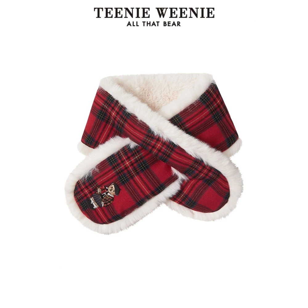 *TeenieWeenie小熊女24圣诞格纹复古潮流时尚柔软围巾TTAM248C05N