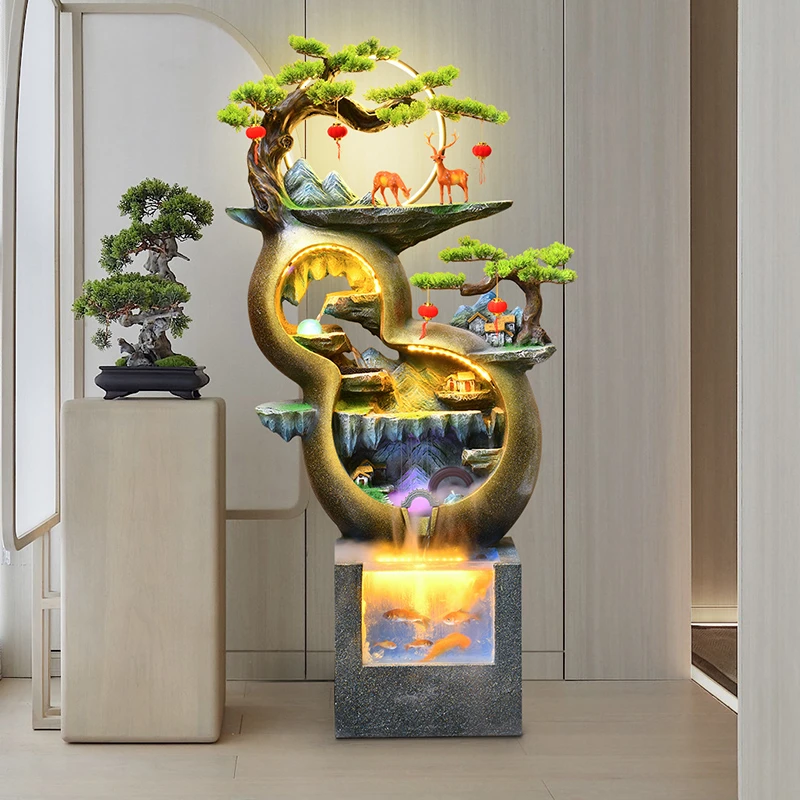 葫芦流水摆件家用循环水假山喷泉鱼缸聚宝盆门店水幕墙屏风装饰