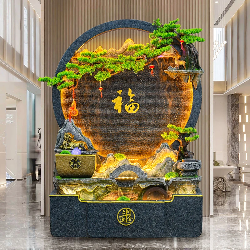 水幕墙流水假山喷泉景观办公室别墅装饰屏风户外庭院鱼池造景摆件