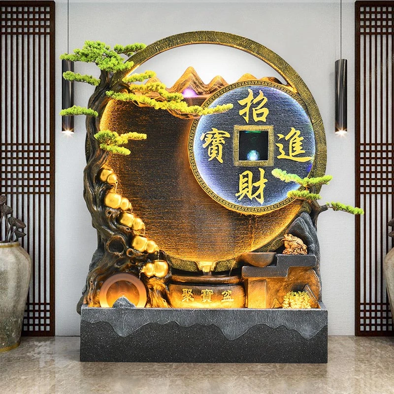 水幕墙假山喷泉摆件流水屏风客厅玄关茶室落地循环水景观开业送礼