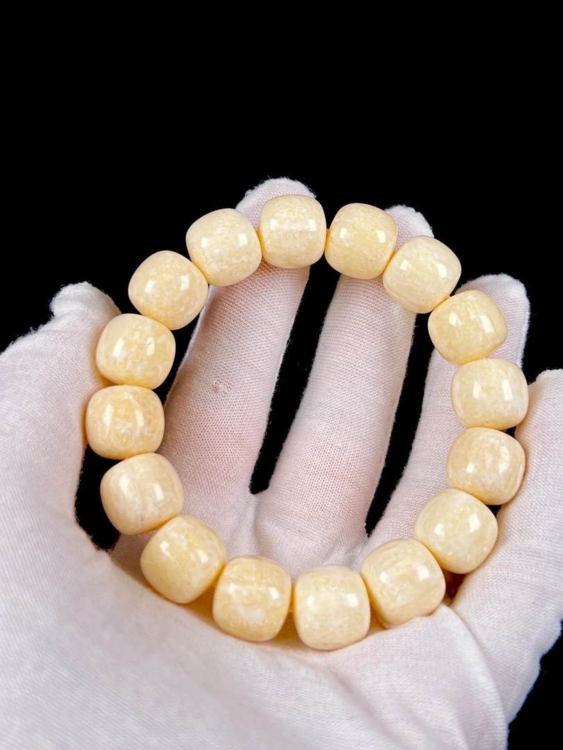 猛犸象牙满牙髓珠手串12mm