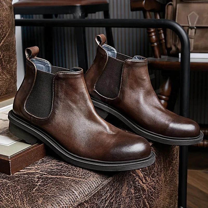 DCB帕达索切尔西高帮鞋一脚蹬男鞋中帮皮靴子男复古210977