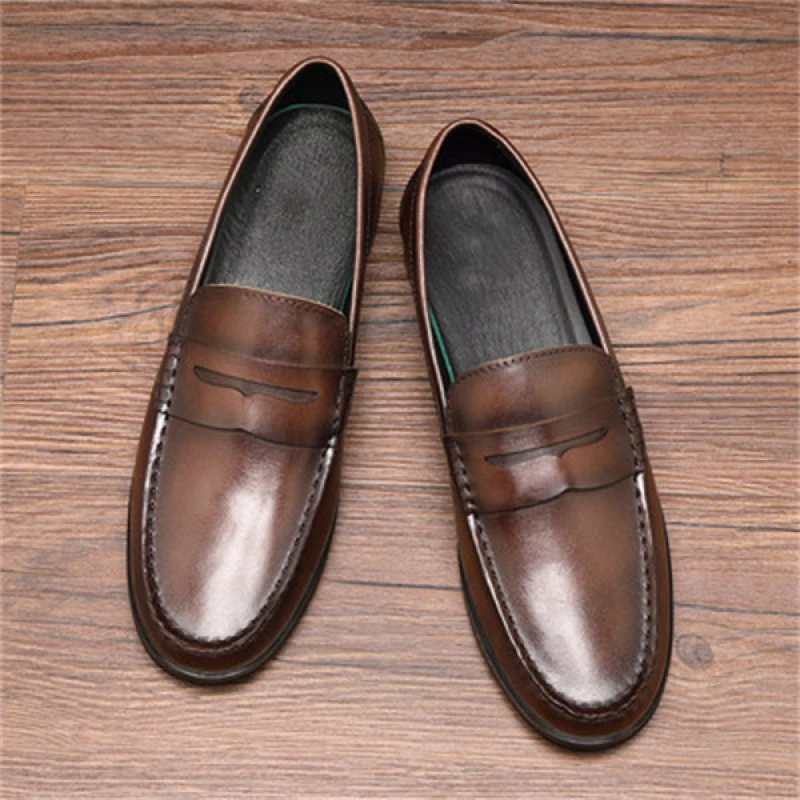 帕达索英伦乐福鞋套脚男韩版手工鞋一脚蹬商务正装男鞋220336 CLG