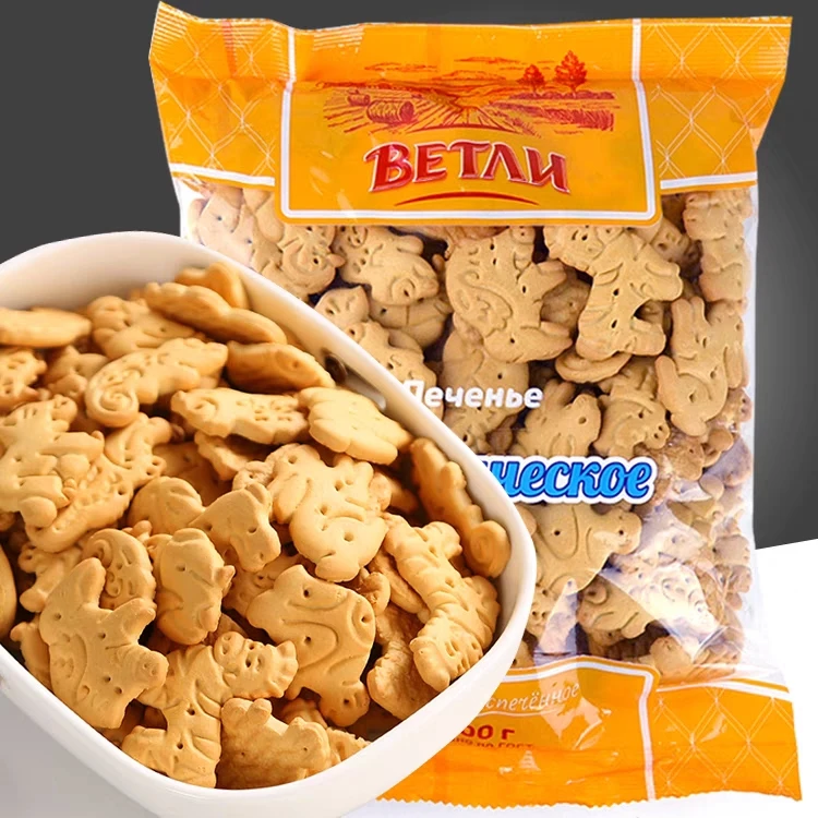 俄罗斯进口老式动物饼干全麦粗粮卡通儿童饼干 净含量:400克