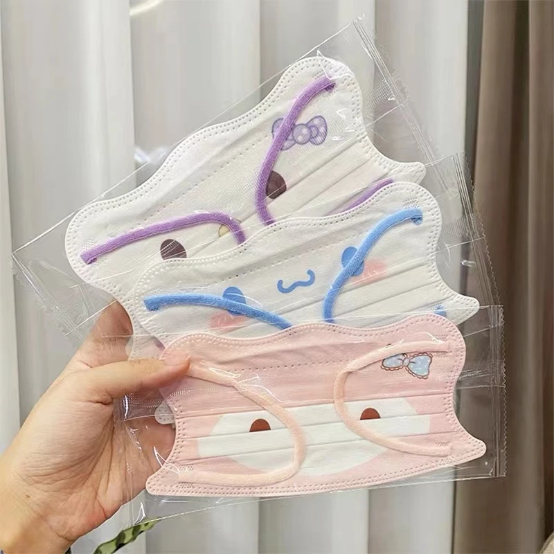 独立包装卡通波浪形腮红可爱表情异形成人口罩蝶形玉桂狗显瘦面罩