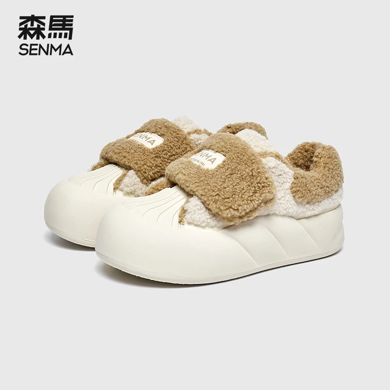 SENMA/森马甜妹穿搭毛毛鞋加绒毛绒秋冬板鞋厚底保暖时尚软底女鞋