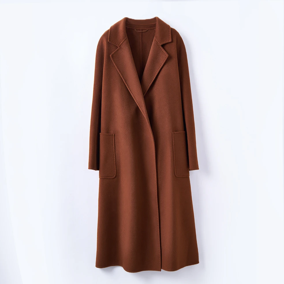 越月越Y22002女士毛呢大衣时尚气质中长款双面呢冬季羊绒外套