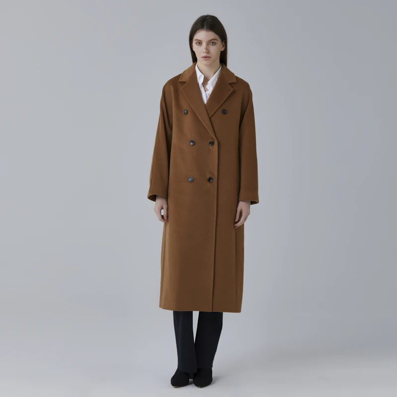 越月越YDC26098高端轻奢女士全山羊绒大衣时尚百搭经典双面呢大衣