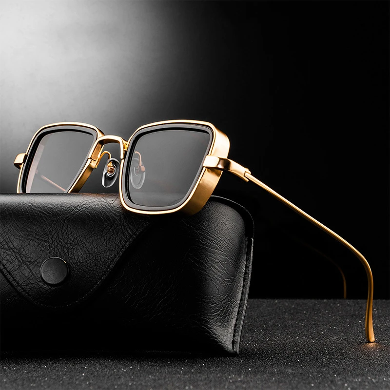 新款印度太阳眼镜男女防紫外线开车钓鱼复古厚边金属方框潮流墨镜