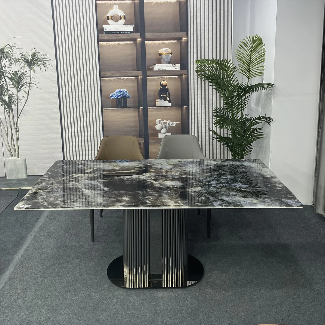 意式轻奢大理石餐桌高端餐桌2023现代简约极简家用饭桌长方形松驰