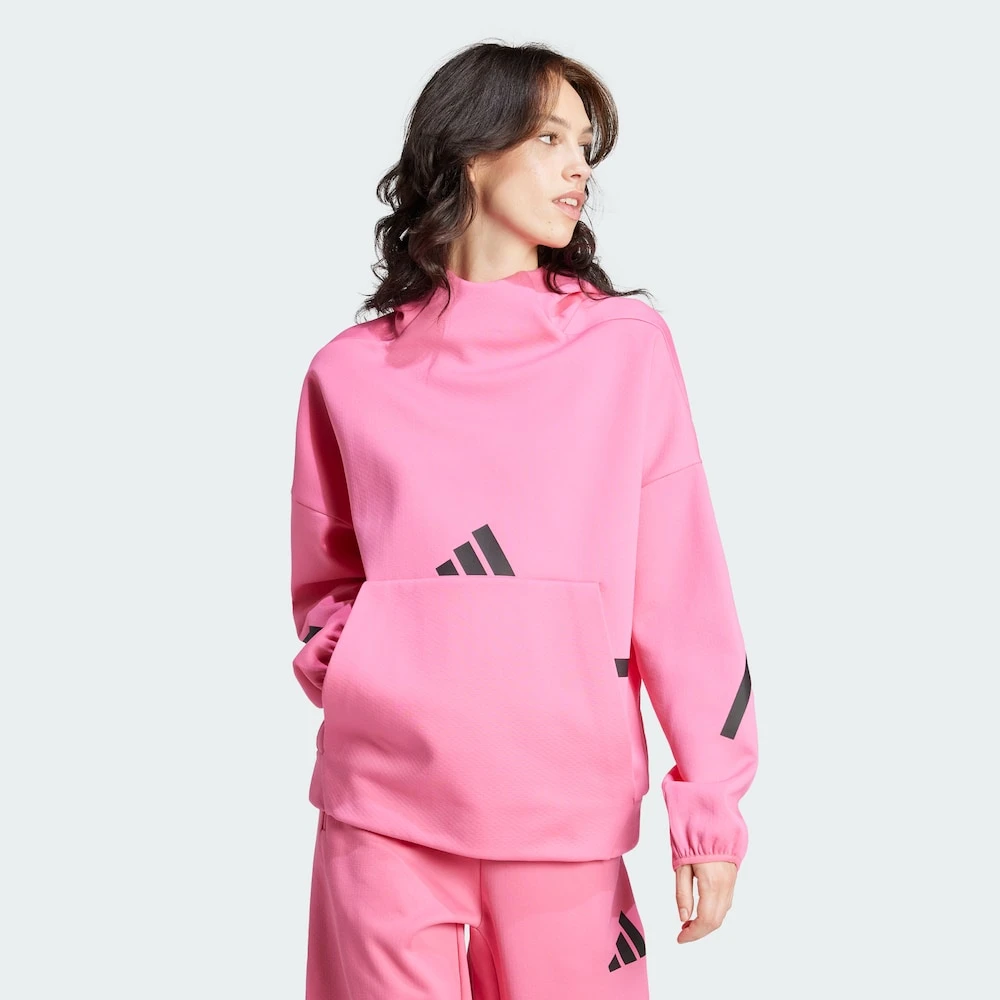 ADIDAS「真治愈」黑标制服亲肤柔软轻薄保暖连帽卫衣套头衫JD6409