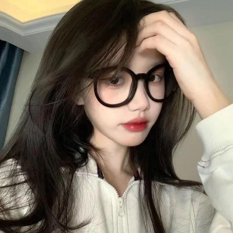 新款大黑框眼镜女素颜神器网红大框日系防蓝光圆脸近视可配度数眼