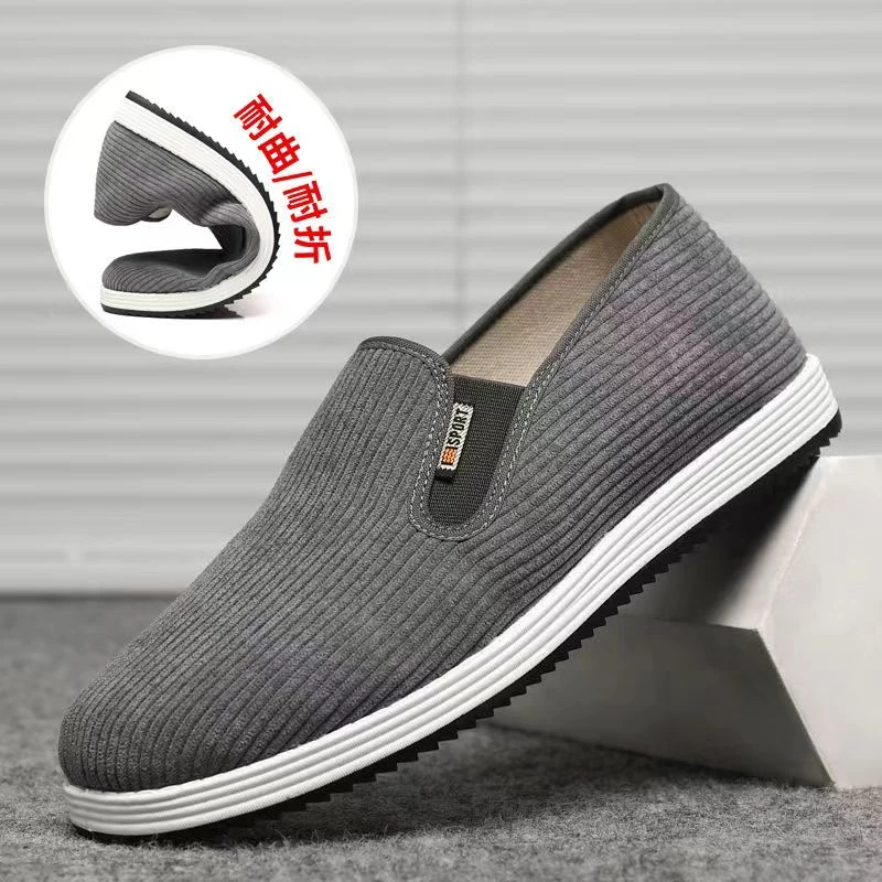 春夏男士老年鞋条绒灯芯绒老北京布鞋男司机工作春夏休闲透气布鞋