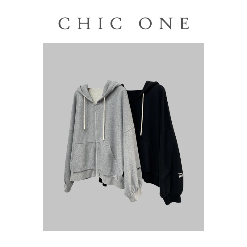 落肩连帽卫衣开衫YW2407034