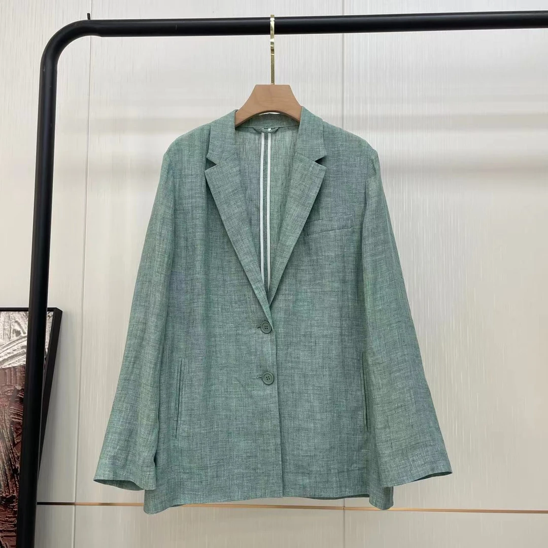【钱老板专享】绿色织亚麻西装YW2401261