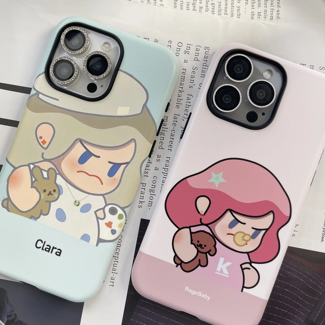 原创韩国进口菲林二合一手机壳15promax/14/13磨砂时尚防摔