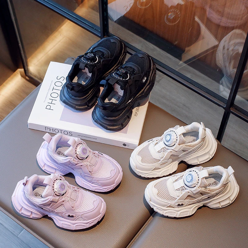 男童鞋夏秋2023新款儿童运动小白鞋网面透气中大童单网学生老爹鞋