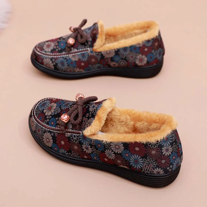 新款老北京棉鞋女冬加绒保暖妈妈鞋防滑软底奶奶鞋中老年棉靴加厚