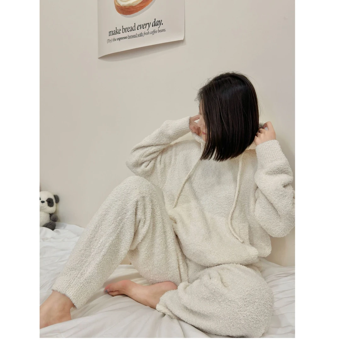 秋冬新款蓬松感软糯连帽款居家舒适套装·DN-05A