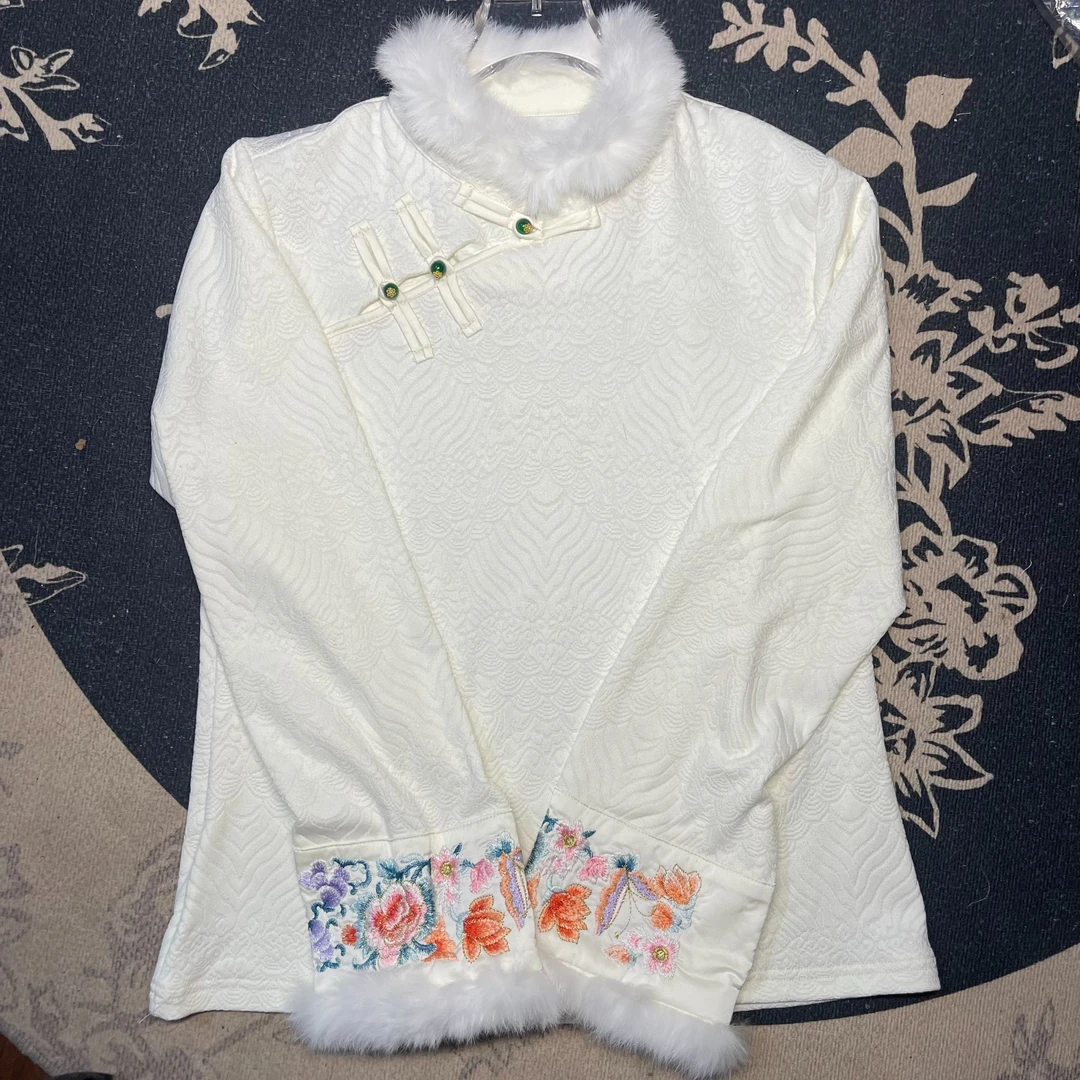 （鑫鑫家）6279（獭兔毛）加绒新中式国风打底衫