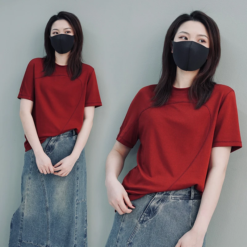 纯色T恤百搭显瘦上衣女夏季洋气休闲圆领短袖气质班味时尚