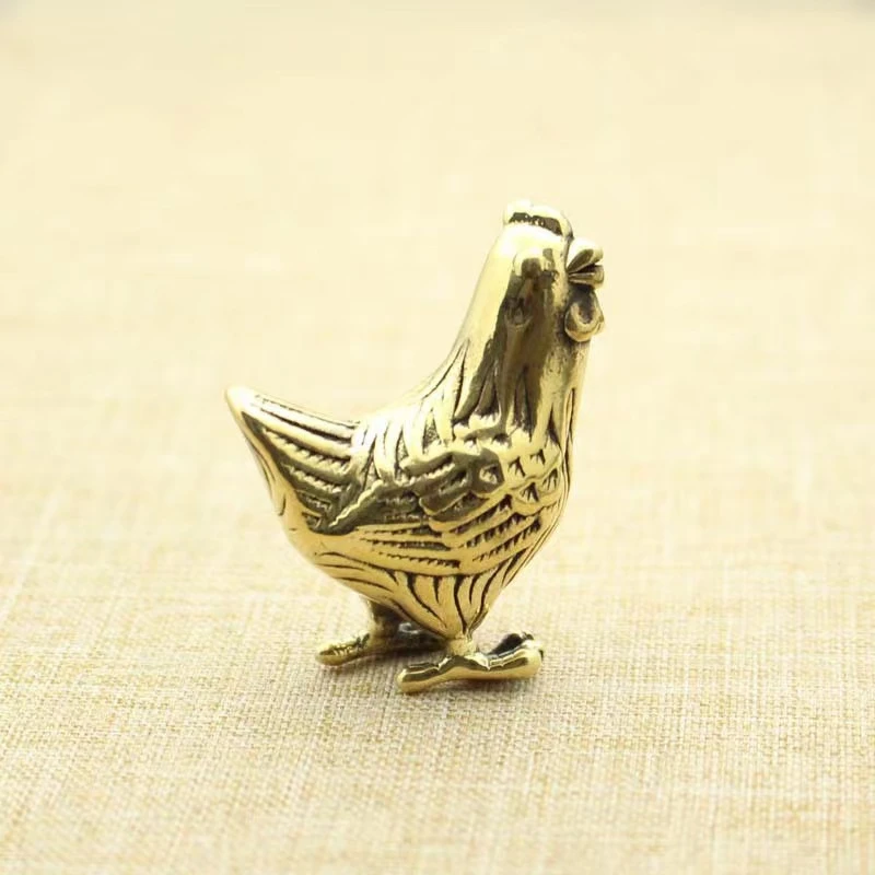 纯黄铜实心十二生肖公鸡家居办公桌面小摆件茶宠镇纸笔架饰品收藏