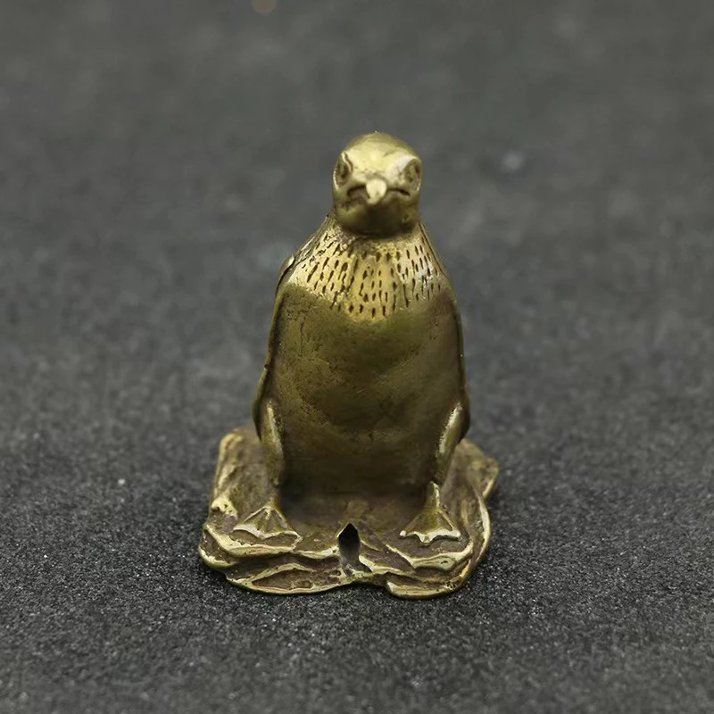 新品萌小企鹅黄铜壶盖托茶道专用零配件茶艺具置架动物小摆件茶宠