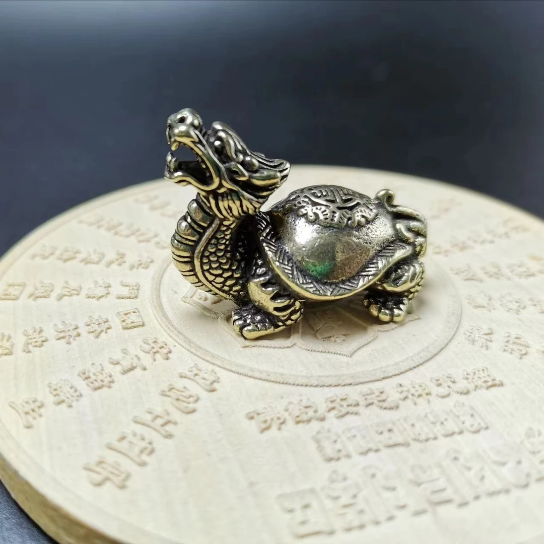 黄铜摆件实心霸下龙龟金属铜工艺品创意纯铜小摆件客厅办公室茶宠