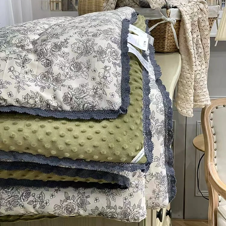 春秋冬被A类双层纱布全棉小碎花一体豆豆被～柔软